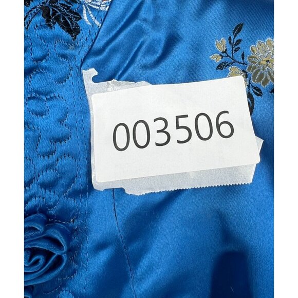 Vintage Women's Blue Black Reversible Satin Pankou Asian Blazer Size Large - Picture 12 of 12